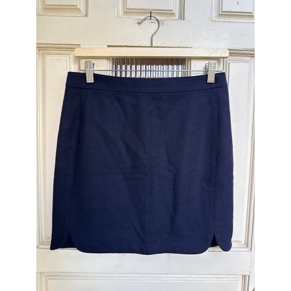 J.Crew Navy Blue Wool Blend Mini Skirt Side Vent Style B0358 Size 2 NEW